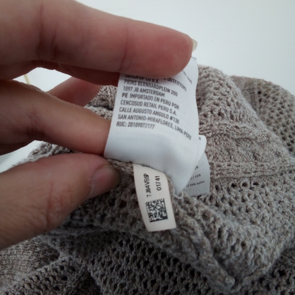 AEO 2017 Wool Cotton Blend Open Knit Oatmeal Tan Sweater S Beach Summer Fall - Picture 12 of 13